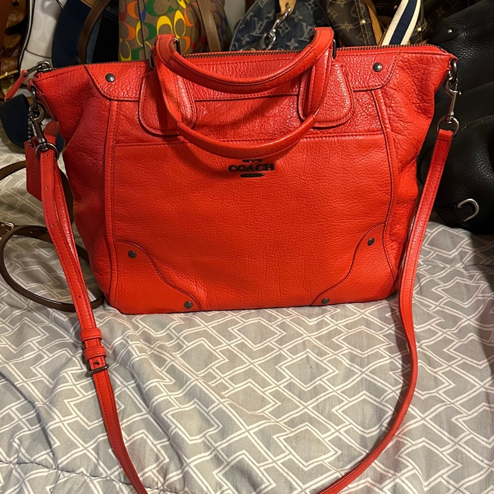Coach Vibrant Red Leather Shoulder Bag